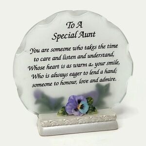 Aunt Sentiment Plaque Frosted Glass Ceramic Stand